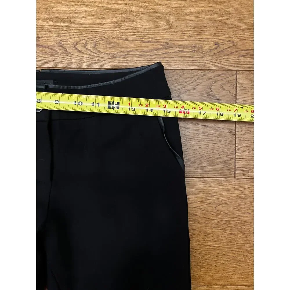 Shinestar Black Shaper Mid Rise Skinny Leg Pants‎ Leather Trim Pocketless Medium